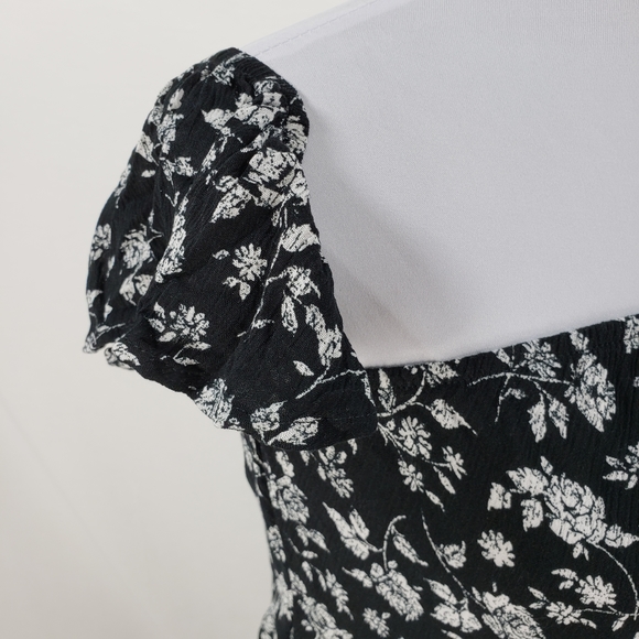 Mossimo Dress Long Top Black Floral Off Shoulder - Picture 9 of 12